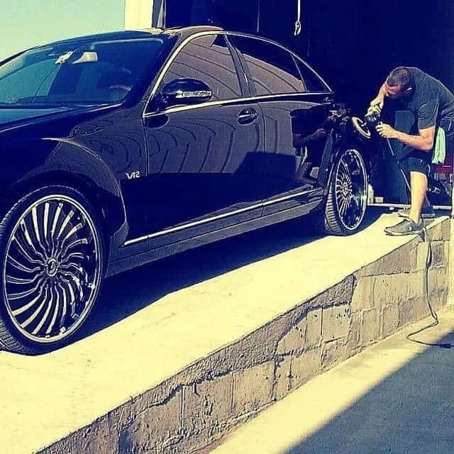 Machine paint correction removing swirl marks on a car in San Diego